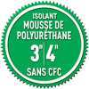Isolant de mousse de polyuréthane 3" 4"